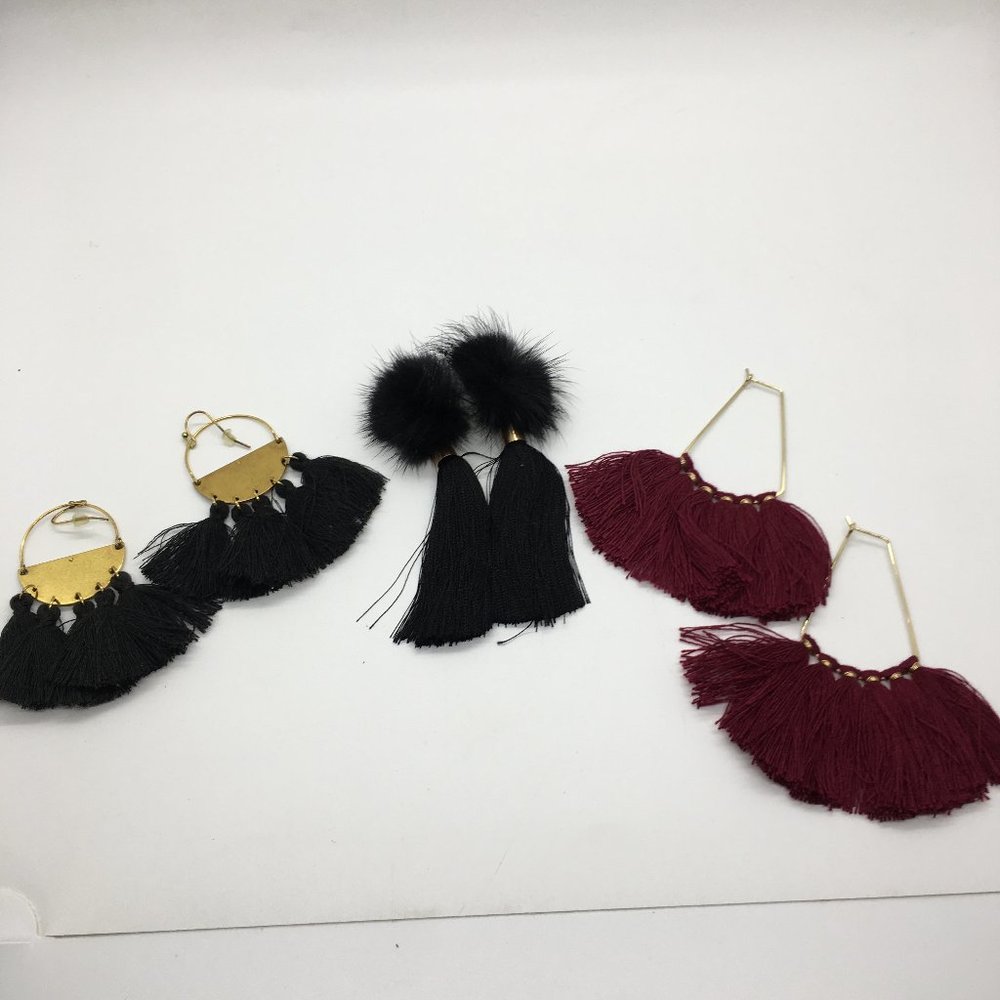 Lot of (3) Boho Festival Fringe Tassel Earrings